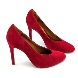 Coach Urban Stiletto Heels Womens 7.5 Red Suede Pumps Pointed Toe Sexy Chic